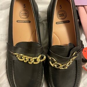 Wonder Nation Black Flats with Gold Accent